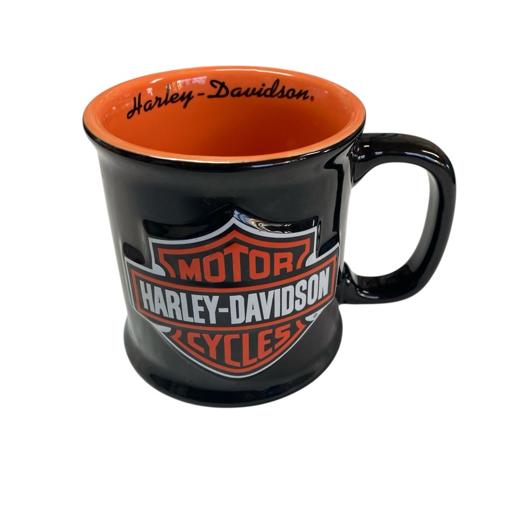 Harley-Davidson Black and Orange Logo Coffee Mug
